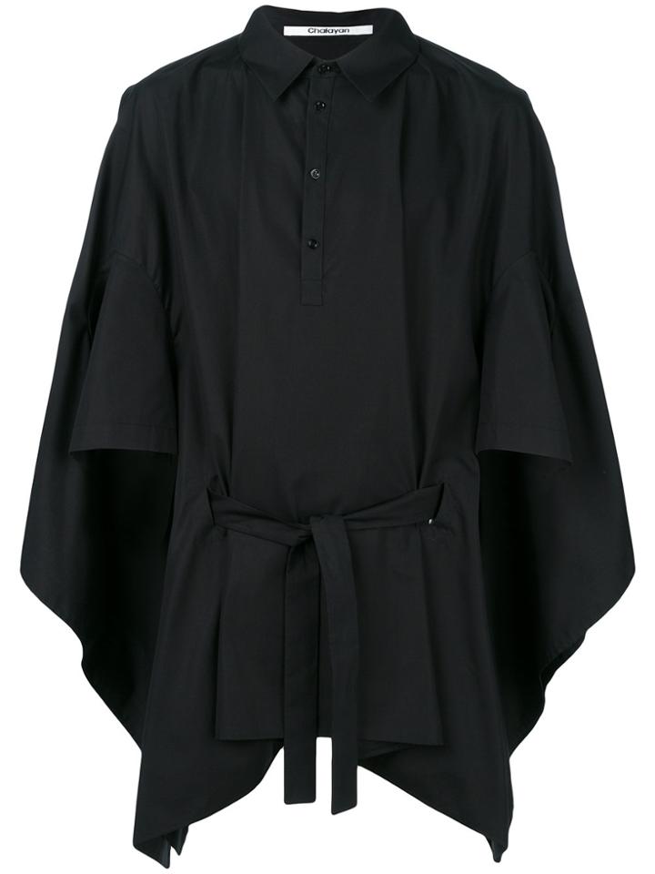 Chalayan Waist-tied Short-sleeve Shirt - Black