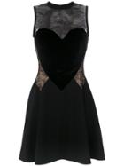 Elie Saab Heart Motif Lace Insert Dress - Black