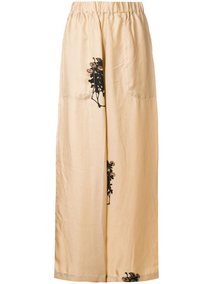 Uma Wang Printed Flared Trousers - Nude & Neutrals