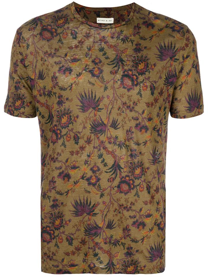 Etro Floral Print T-shirt - Brown