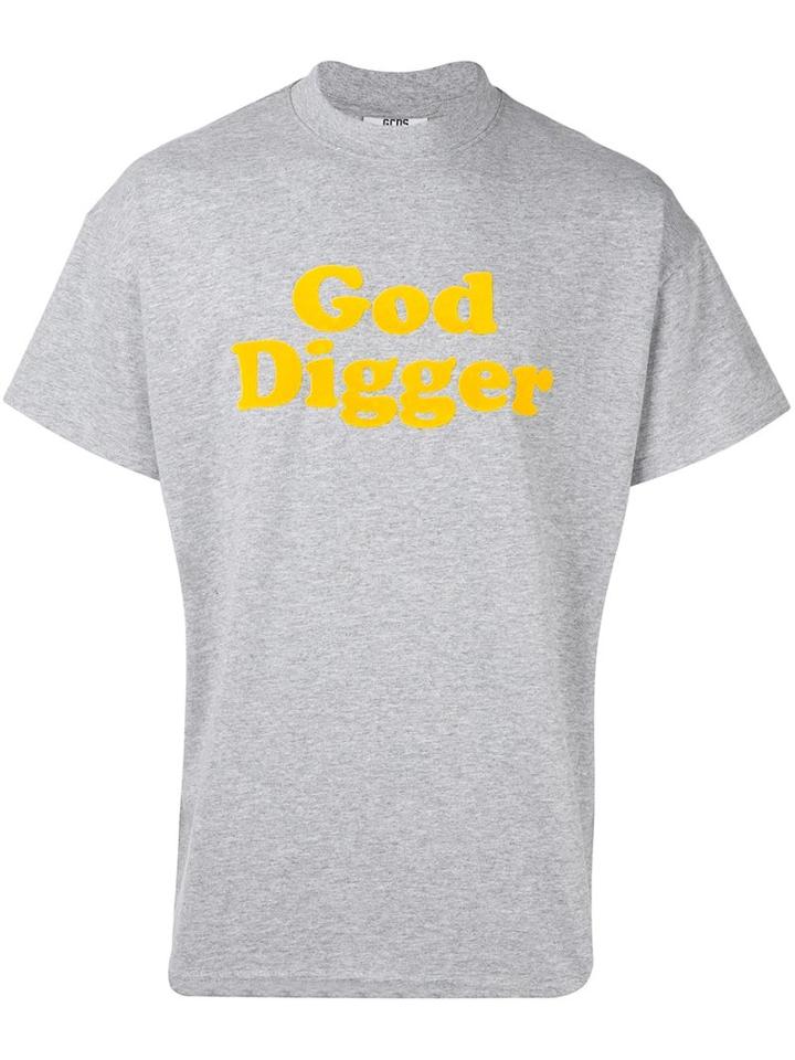 Gcds 'god Digger' T-shirt, Men's, Size: Xs, Grey, Polyester/cotton