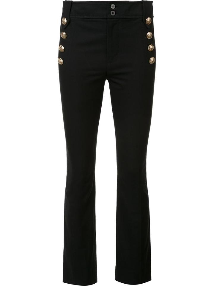 Derek Lam 10 Crosby Button Detailing Flared Trousers, Women's, Size: 8, Black, Cotton/elastodiene