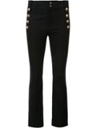 Derek Lam 10 Crosby Button Detailing Flared Trousers, Women's, Size: 8, Black, Cotton/elastodiene