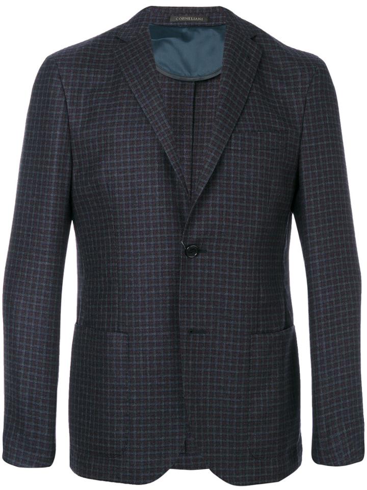 Corneliani Patch Pockets Checked Blazer - Blue