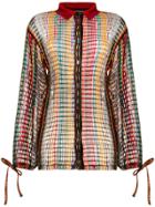 Missoni Striped Crochet Knit Shirt - Brown