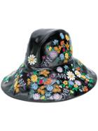 Gucci Floral-embroidered Wide-brim Hat - Black