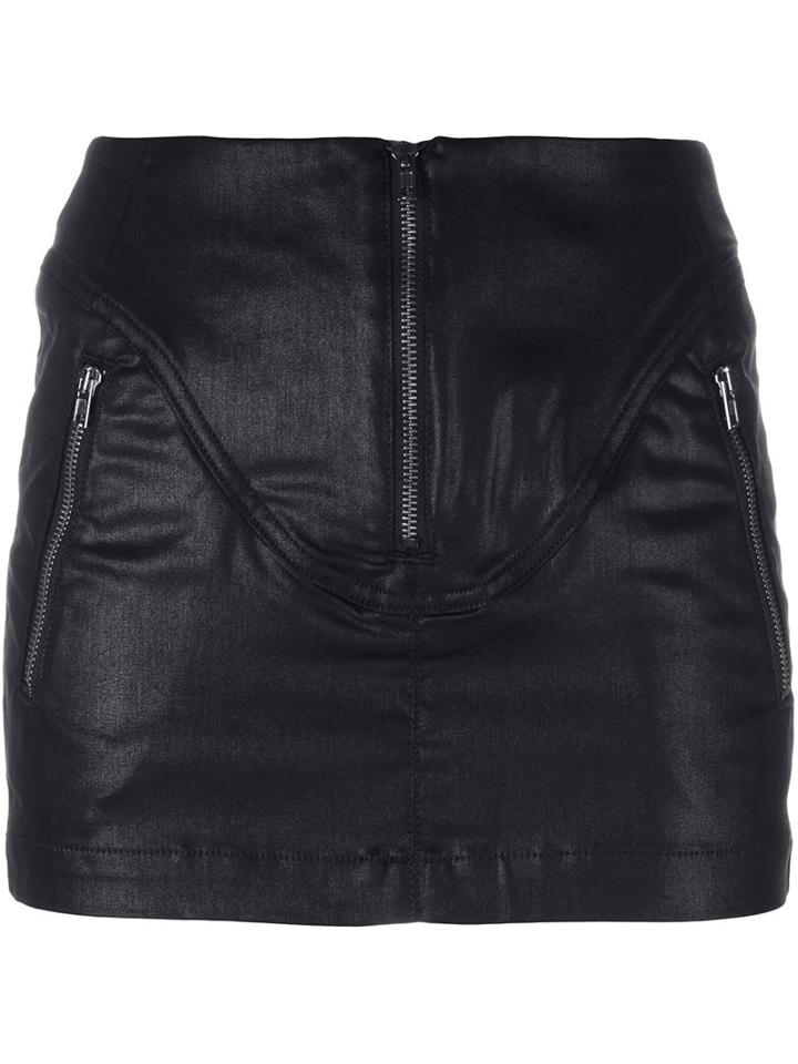 Marcelo Burlon County Of Milan Coated Mini Skirt, Women's, Size: 26, Black, Cotton/polyester/spandex/elastane