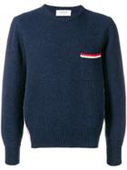 Thom Browne Relaxed Rwb Intarsia Stripe Pullover - Blue