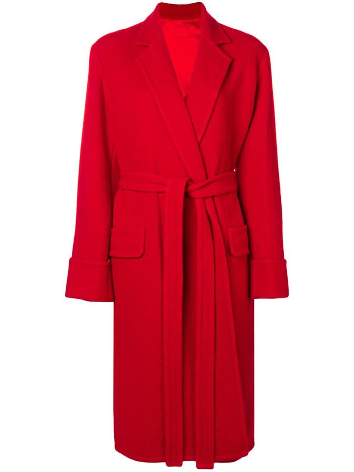 Helmut Lang Belted Blanket Coat - Red