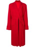 Helmut Lang Belted Blanket Coat - Red
