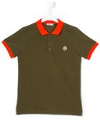 Moncler Kids - Contrast Collar Polo Shirt - Kids - Cotton - 14 Yrs, Green