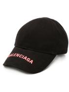 Balenciaga Logo Embroidered Cap - Black