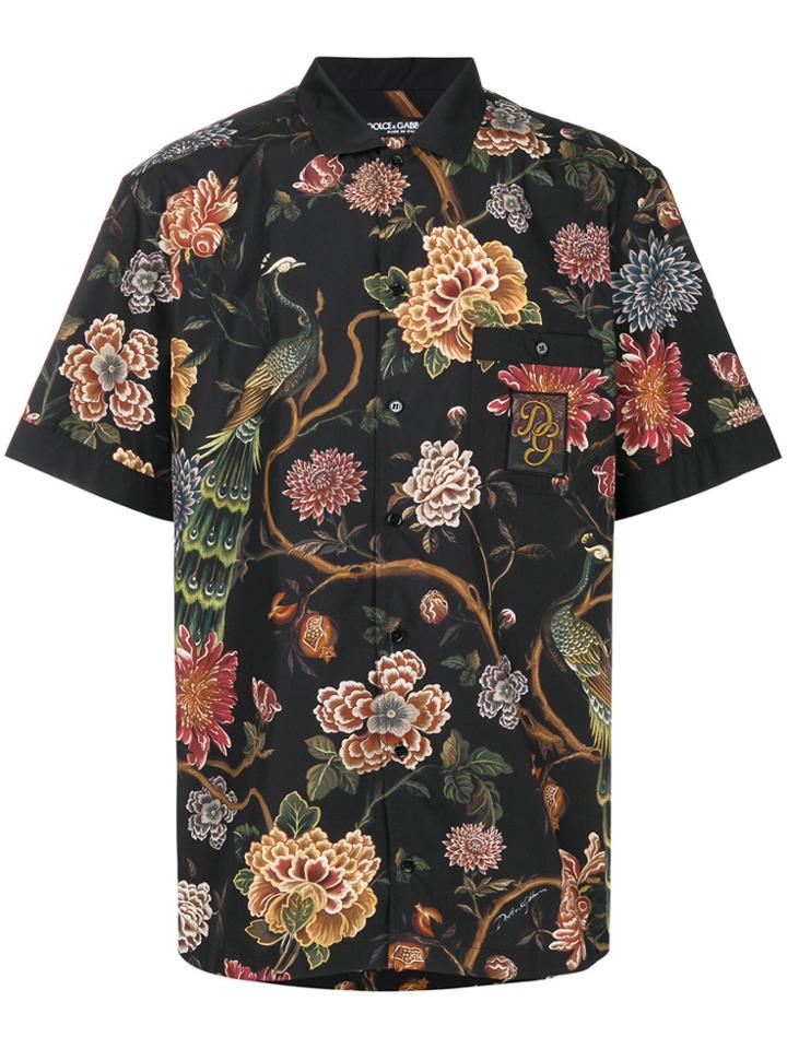 Dolce & Gabbana Flower And Leopard Print Shirt - Black