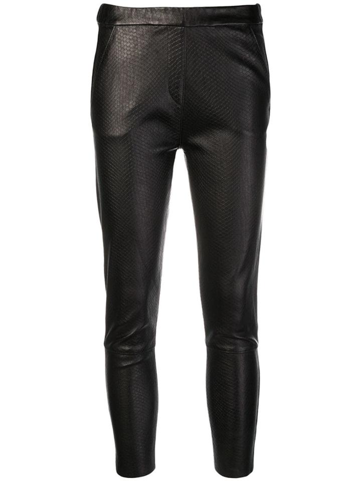 Almaz Snakeskin Effect Cropped Leggings - Black