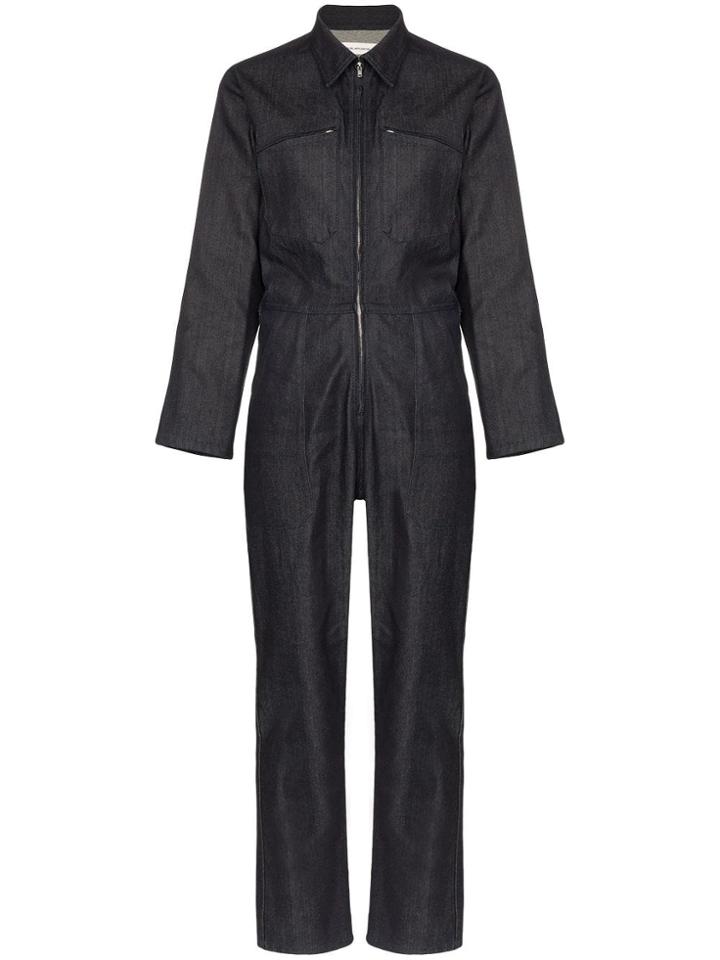 A Plan Application Fitted Denim Jumpsuit - Blue