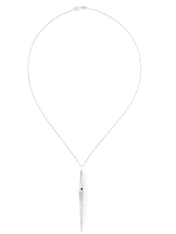 Drew Evan Emerald Stone Brushed Pendant Necklace