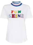 Mira Mikati Funshine Flocked Applique Striped Cotton T-shirt - White