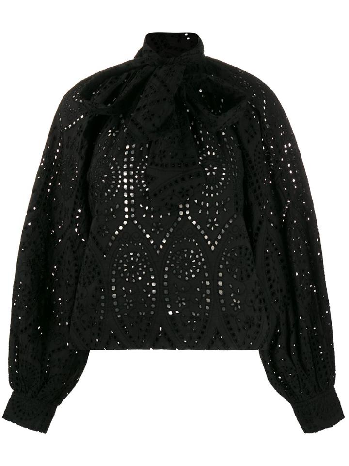 Ganni Tie Neckline Blouse - Black