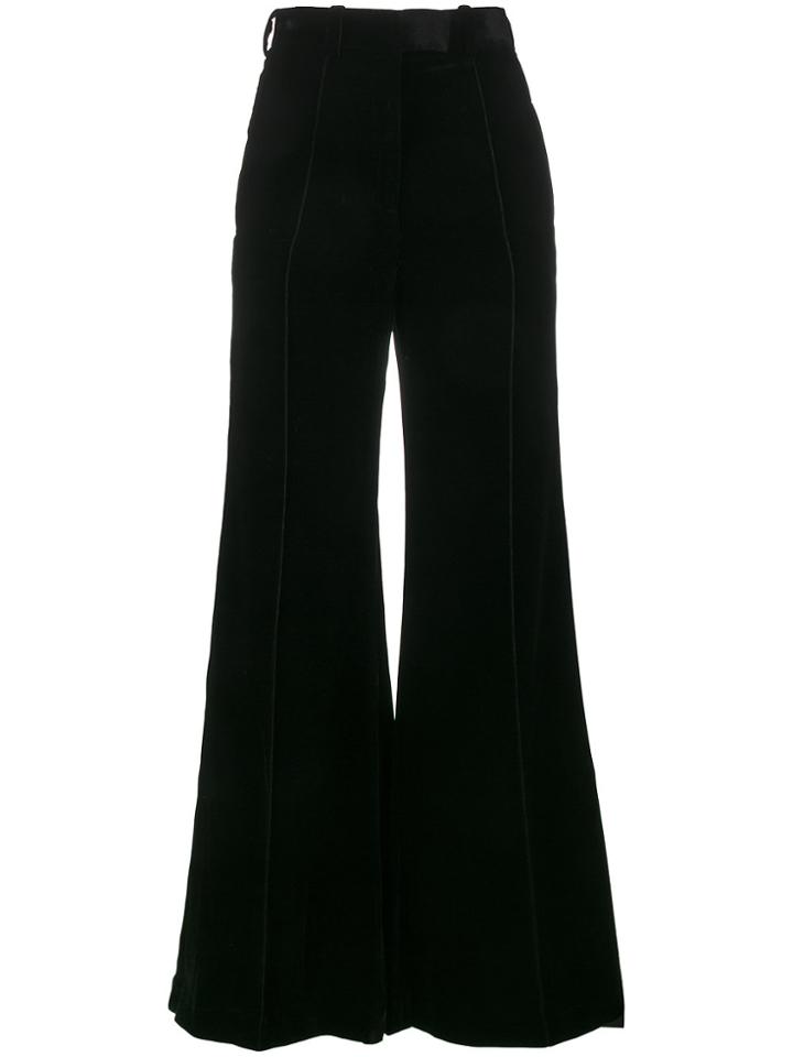 Racil High Waisted Velvet Wide-leg Trousers - Black