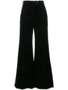 Racil High Waisted Velvet Wide-leg Trousers - Black