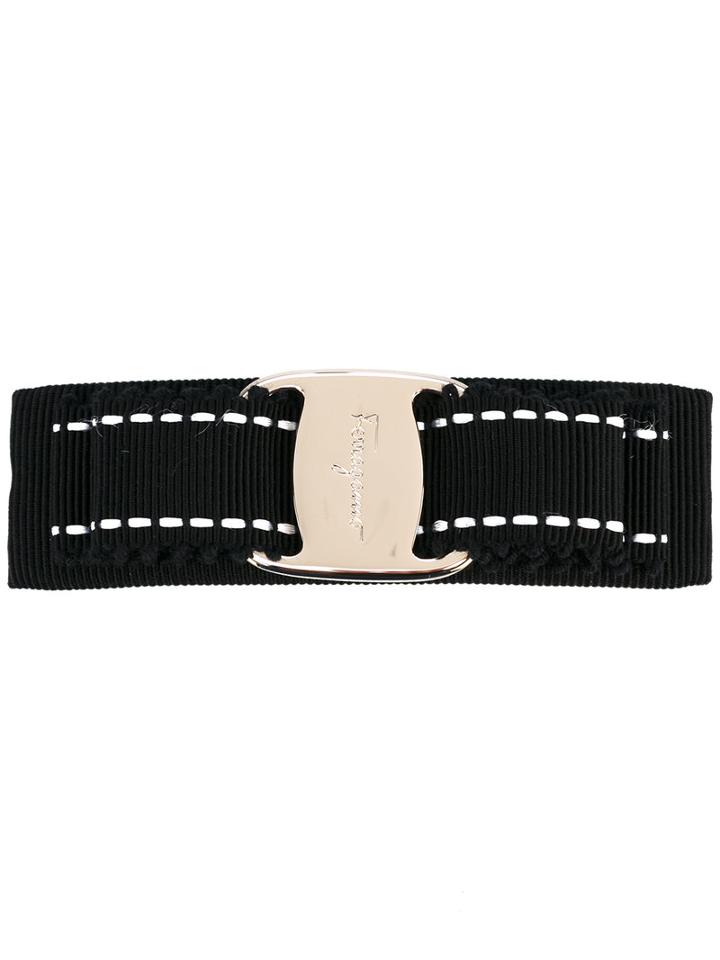 Salvatore Ferragamo - Hair Clip - Women - Cotton/viscose/brass/polyacrylic - One Size, Black, Cotton/viscose/brass/polyacrylic