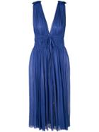 Elena Makri V-neck Pleated Dress - Blue