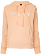 Obey Logo Print Hoodie - Pink