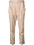 Nili Lotan Pleated Cropped Trousers - Brown
