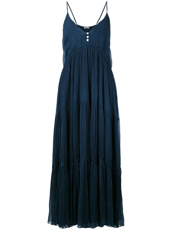 Mes Demoiselles - V-neck Button Dress - Women - Viscose - 36, Blue, Viscose