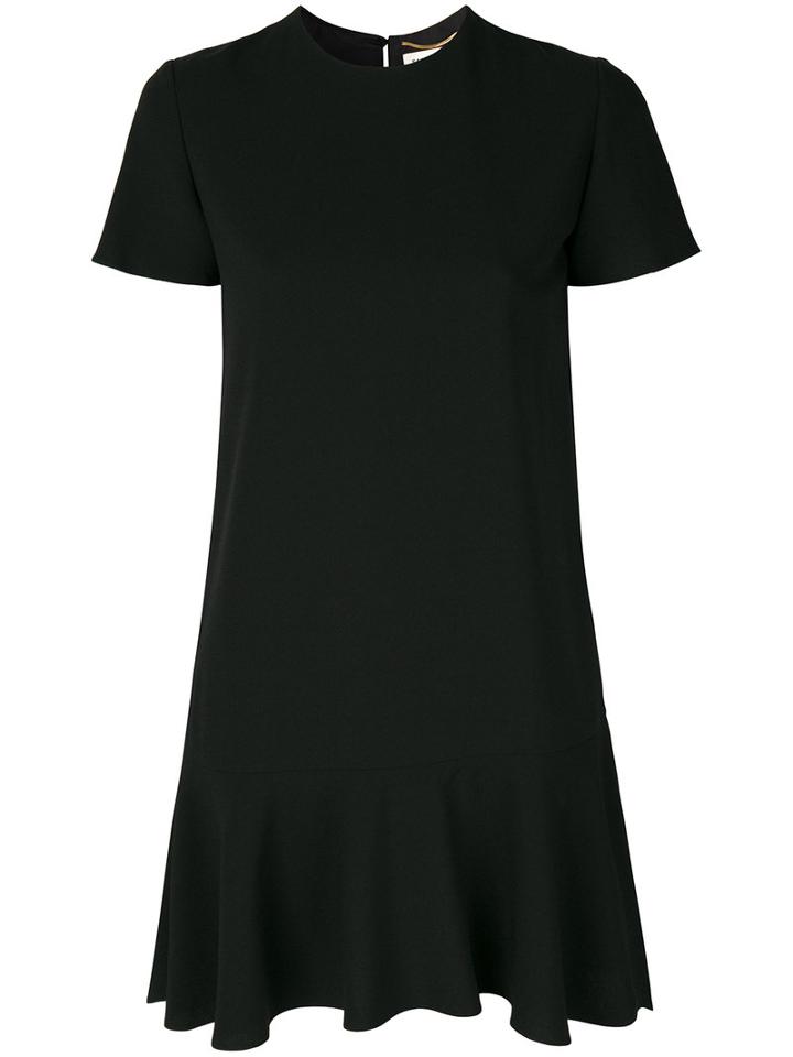 Saint Laurent - Short Sleeve Mini Dress - Women - Silk/acetate/viscose - 36, Black, Silk/acetate/viscose