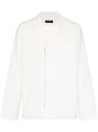 Portvel Zip Up Shirt Cotton Jacket - White