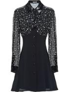 Miu Miu Sablé And Georgette Dress - Black