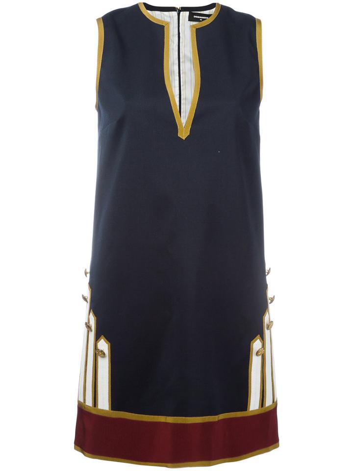 Dsquared2 - Open Neck Shift Dress - Women - Cotton/polyester/spandex/elastane/wool - 42, Black, Cotton/polyester/spandex/elastane/wool