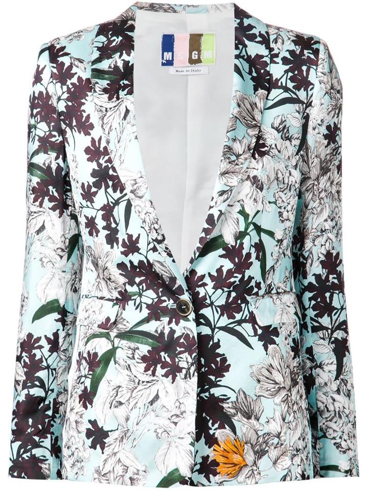 Msgm Flower Printed Blazer