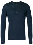 Dell'oglio Knitted Henley Top - Blue
