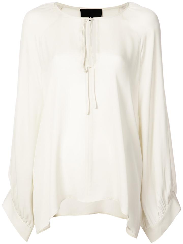 Nili Lotan Floaty Tie Neck Blouse - White