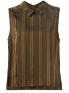 Rundholz Striped Reverse Blouse, Women's, Size: Medium, Green, Polyester/viscose