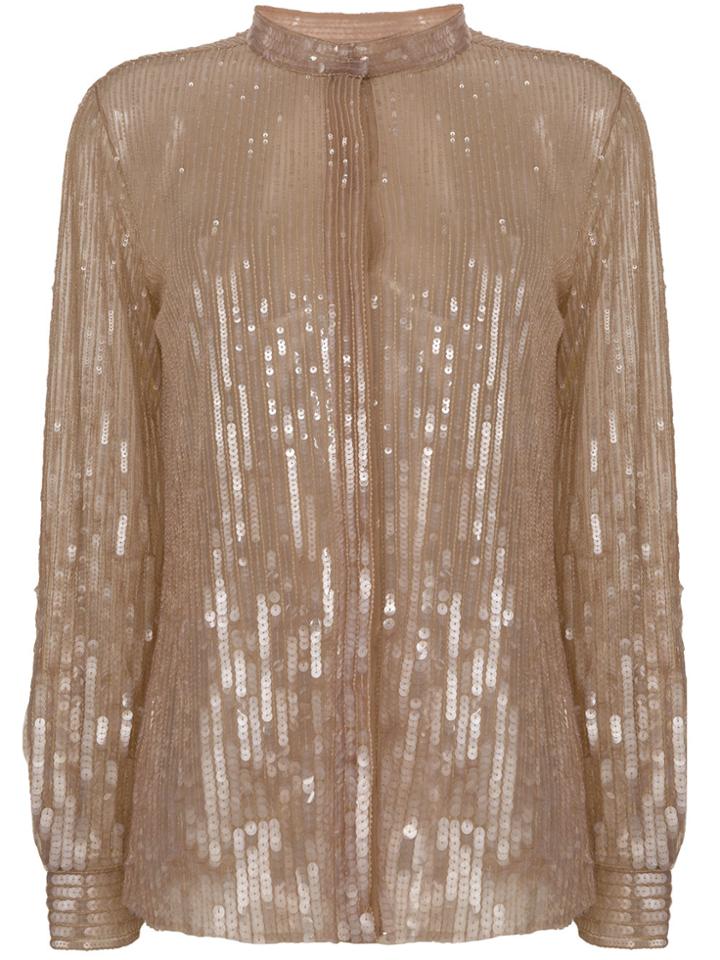 Alberta Ferretti Sequin Embellished Shirt - Nude & Neutrals