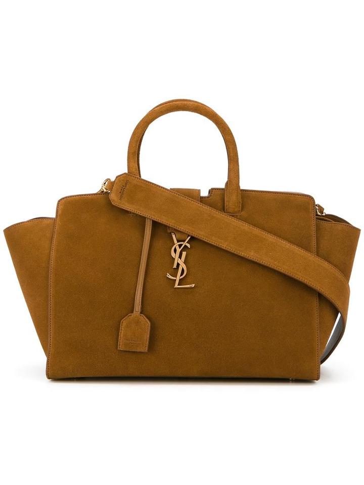 Saint Laurent Small 'monogram Cabas' Tote Bag, Women's, Nude/neutrals, Calf Suede