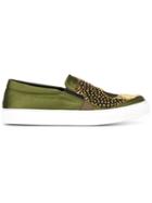 Christian Pellizzari Satin Embellished Slip-on Sneakers, Men's, Size: 41, Green, Acrylic/leather/cotton/viscose