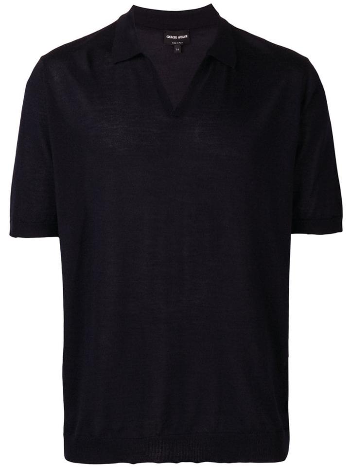 Giorgio Armani Open Collar Polo Shirt - Blue