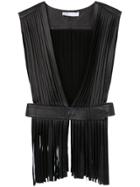 Nk Leather Fringed Gilet - Black