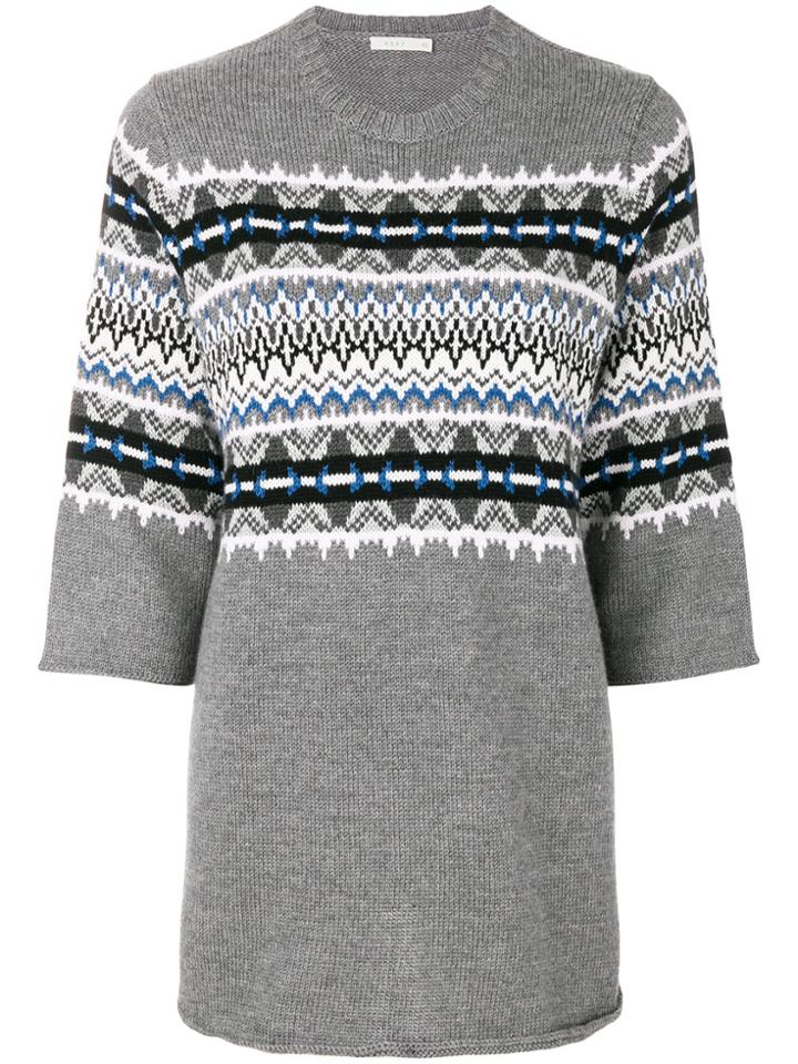 6397 Embroidered Flared Knitted Top - Green