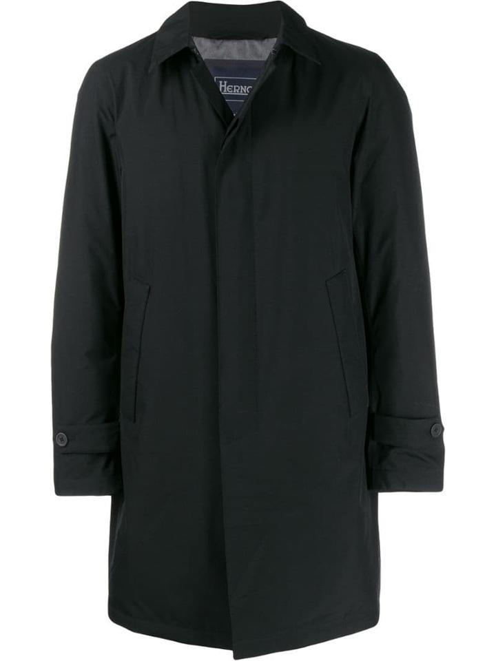 Herno Single-breasted Parka Coat - Black