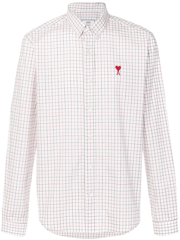 Ami Alexandre Mattiussi Button-down Shirt Chest Embroidery - White