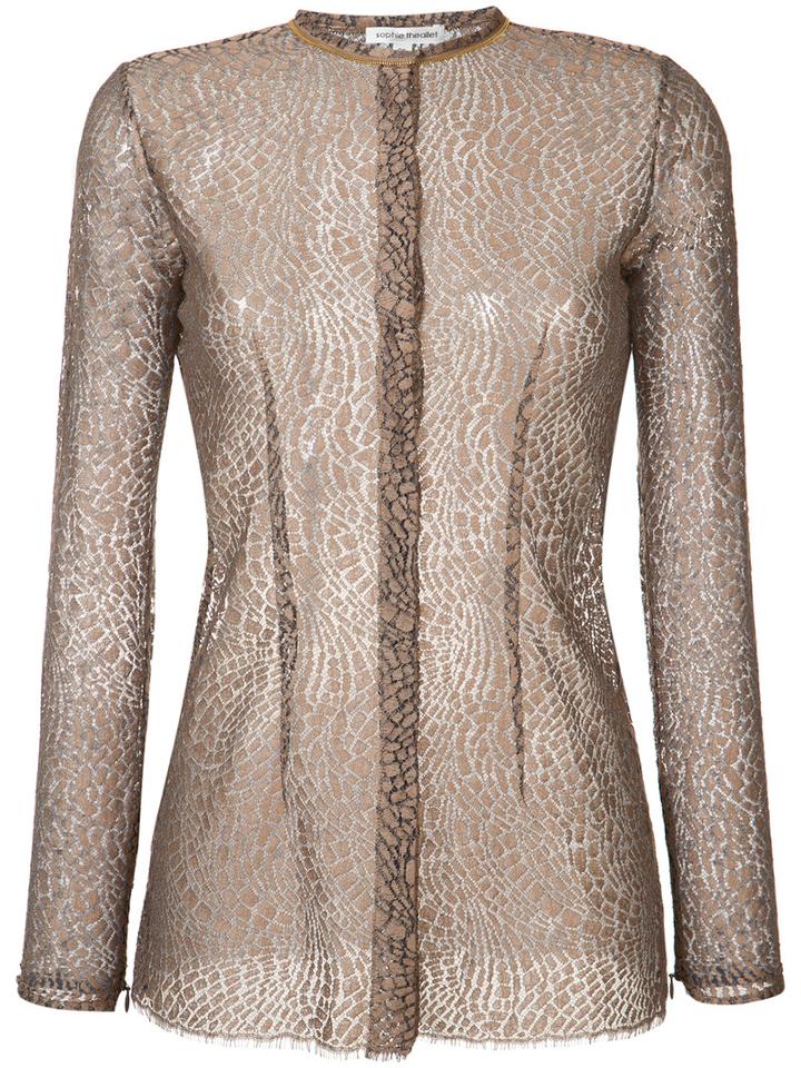 Sophie Theallet - Lace Blouse - Women - Cotton/polyamide - 4, Brown, Cotton/polyamide