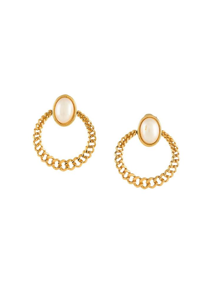Monet Pre-owned 1980s Chain Hoop Earrings - Gold