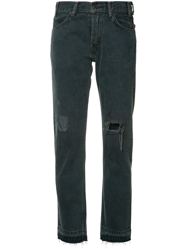 Levi's Distressed Straight-leg Jeans, Women's, Size: 24, Blue, Cotton