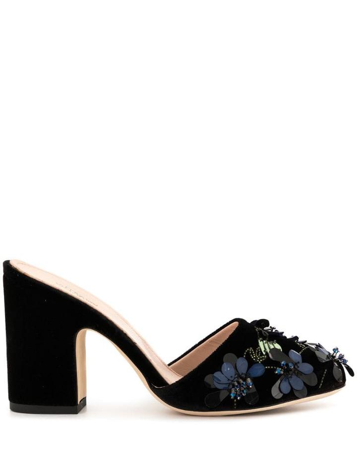 Giambattista Valli Floral Embellished Mules - Blue