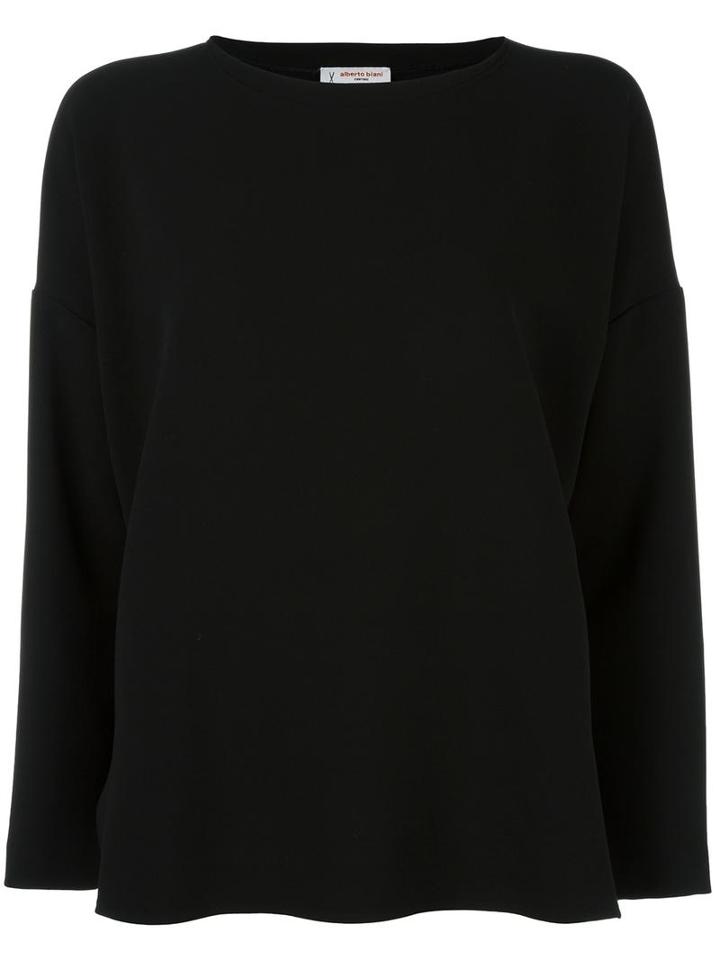 Alberto Biani Round Neck Top, Women's, Size: 42, Black, Polyester/polyurethane/rayon